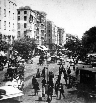 View up Broadway from Barnums Museum by American Photographer
